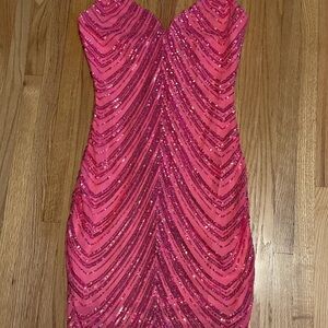 Elegant Pink Sequin Dress- homecoming